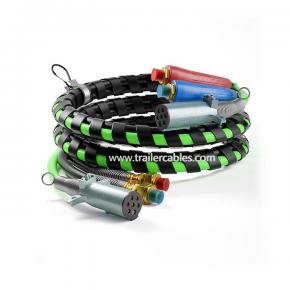 12ft 3 in 1 ABS Electrical Power Air Line Hose Kit Airline Wrap 7 Way Cable Semi truck tractor trailer