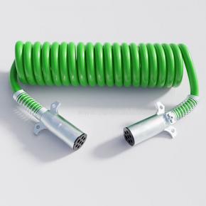 7 way trailer cable,15 FT Heavy Duty 7 Core ABS Electrical Power Coil trailer cord Green Truck cable