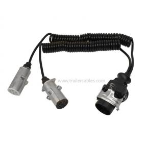 Euro one out of two trailer cable 24V EBS 15p 2*7p truck trailer spiral cable