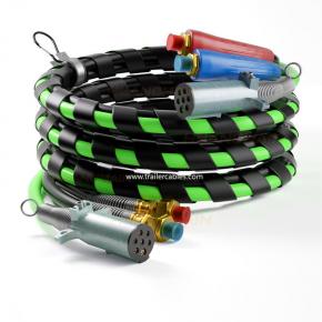 15ft 3 in 1 ABS & Power Air Line Hose Kit Airline Air Hose Wrap 7 Way Electrical Cable Air Lines with Handle Grip Airlines