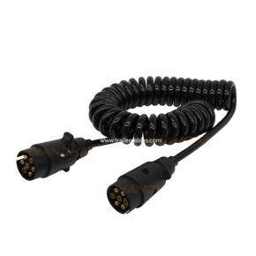 Custom ABS Truck Parts Black Flex Retractable 7 Core Heavy Duty Trailer Spring Cable 7 Pin Wire Spiral Power Cable For Trailer