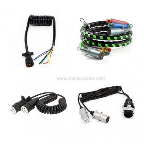 various styles heavy duty 7 way plug tractor trailer spiral cable abs trailer cable