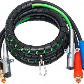 12FT 3 in 1 Wrap ABS cable 7 Way Electrical Lines Rubber Air hose for Semi Truck accessories