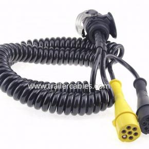 15 pin electrical spiral coiled power cables 15 core trailer cable for truck and trailer