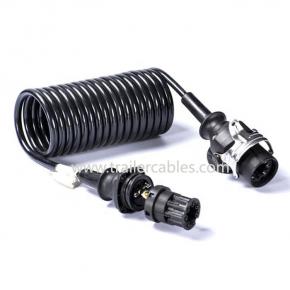7 pin electrical spiral coiled power trailer cable for truck and trailer