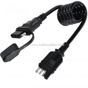 Trailer Connector 4-pole American Spring Extension Cord Length 3 ft RV Tail Light Signal Light Connection Cord