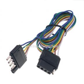Trailer Connector American 5-prong Plug Receptacle Extension Cord RV Adapter Tail Light Signal Connection 72 in.