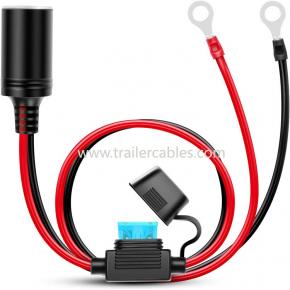 Supply Car Cigarette Lighter Female Power Cord Cigarette Lighter Female to O-ring Connection Cable with Fuse Box