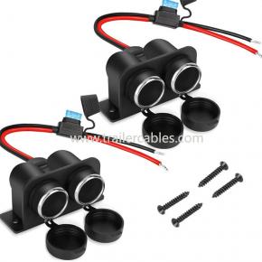 Automobile motorcycle two-hole cigarette lighter female socket with insert fuse can be fixed one point two cigarette lighter socket