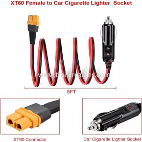 Cigarette lighter to XT60 storage power charging cable for XT60 jack battery charging equipment car boathouse