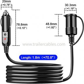 Car Cigarette Lighter Female Extension Cord 15A Fuse 3m Long with Waterproof Cap Female Cigarette Lighter Extension Cord