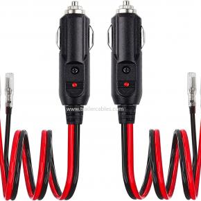 12V 24V Fused Replacement Cigarette Lighter Cable Cigarette Lighter Plug with Leads and LEDs 16AWG Power Cord