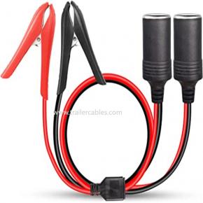 Car Cigarette Lighter Female Socket with Fish Clip Cable Battery Clip Cigarette Lighter Socket Cable Car Charger Female Socket with Fish Clip Cable