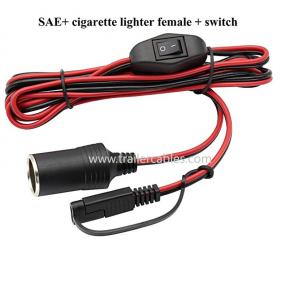 Cigarette lighter female to SAE quick connect disconnect 16WAG 12/24v SAE to female with switch cable